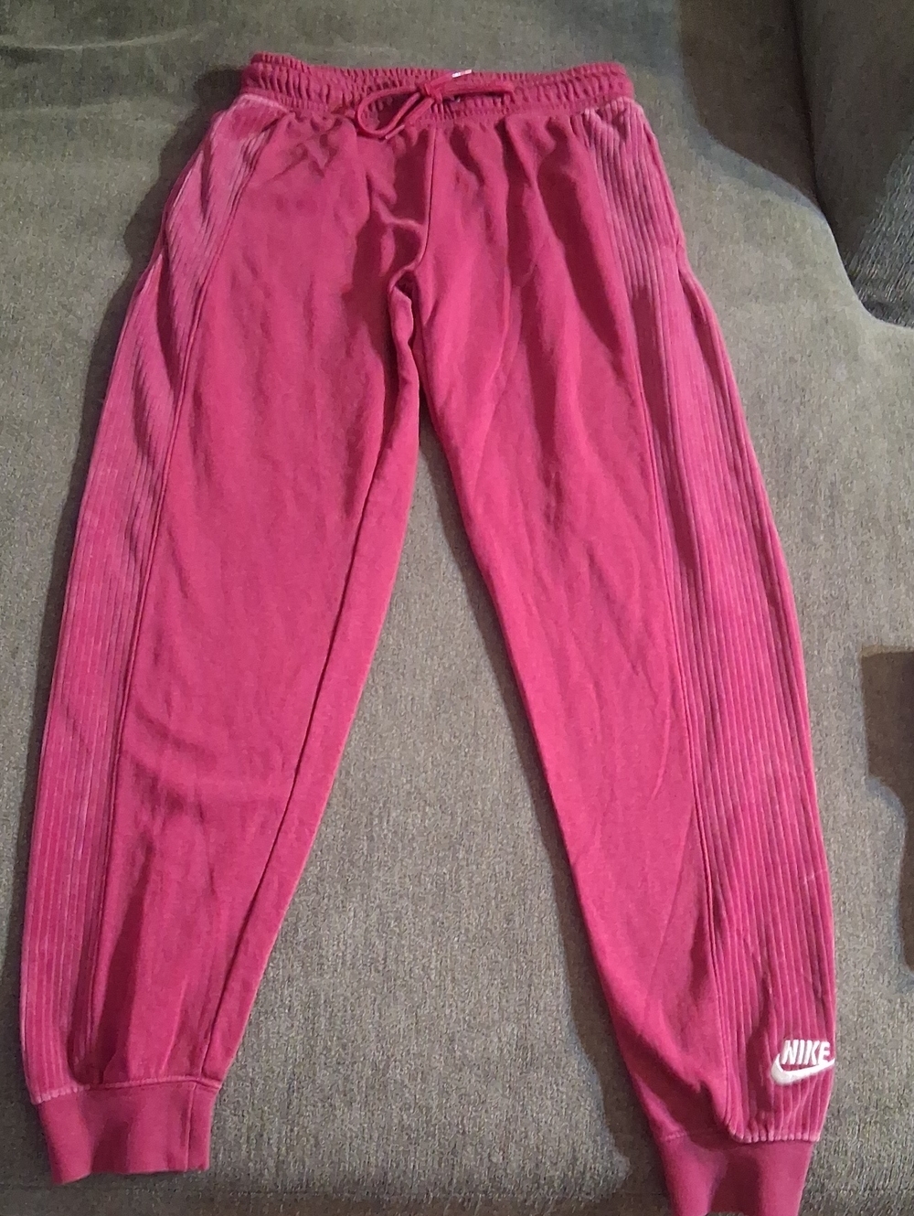 Nike Magenta Ribbed-Panel Joggers